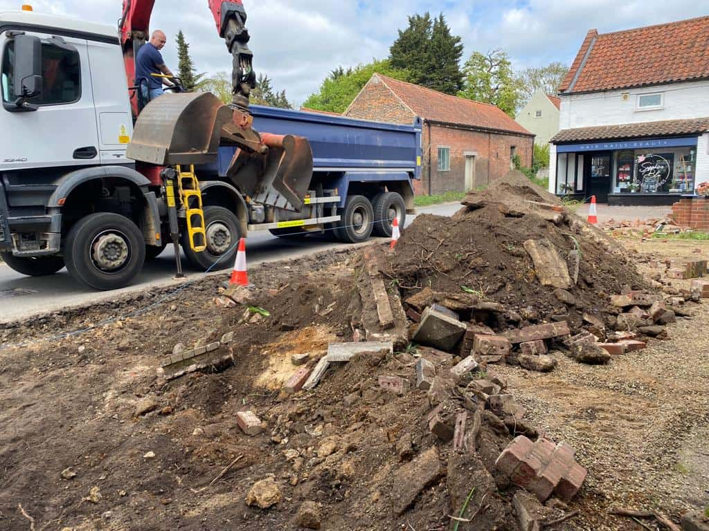 This is a photo of a dig out being carried out for the installation of a new tarmac driveway. Works being carried out by Sudbury Driveway Solutions