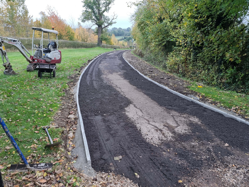 This is a large driveway which is in the process of having a tar and chip driveway installed on by Sudbury Driveway Solutions