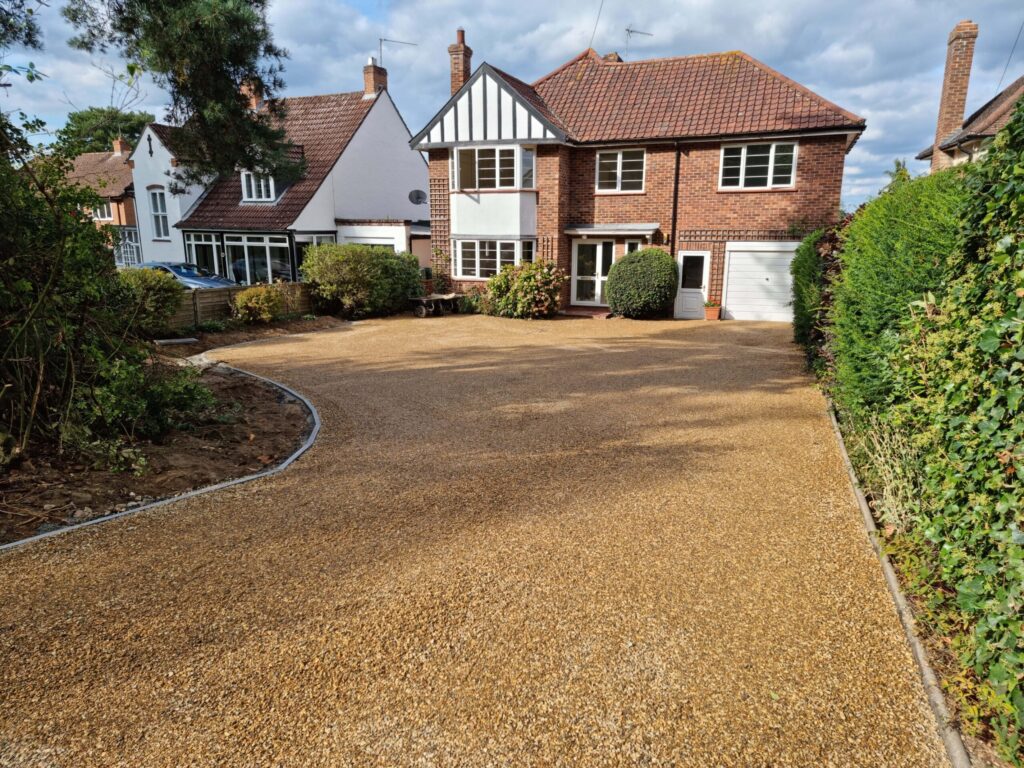 This is a newly installed tar and chip driveway installed by Sudbury Driveway Solutions